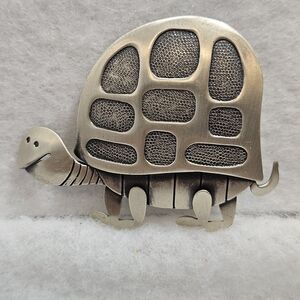 Vintage Beau Sterling Silver Turtle Brooch Pin